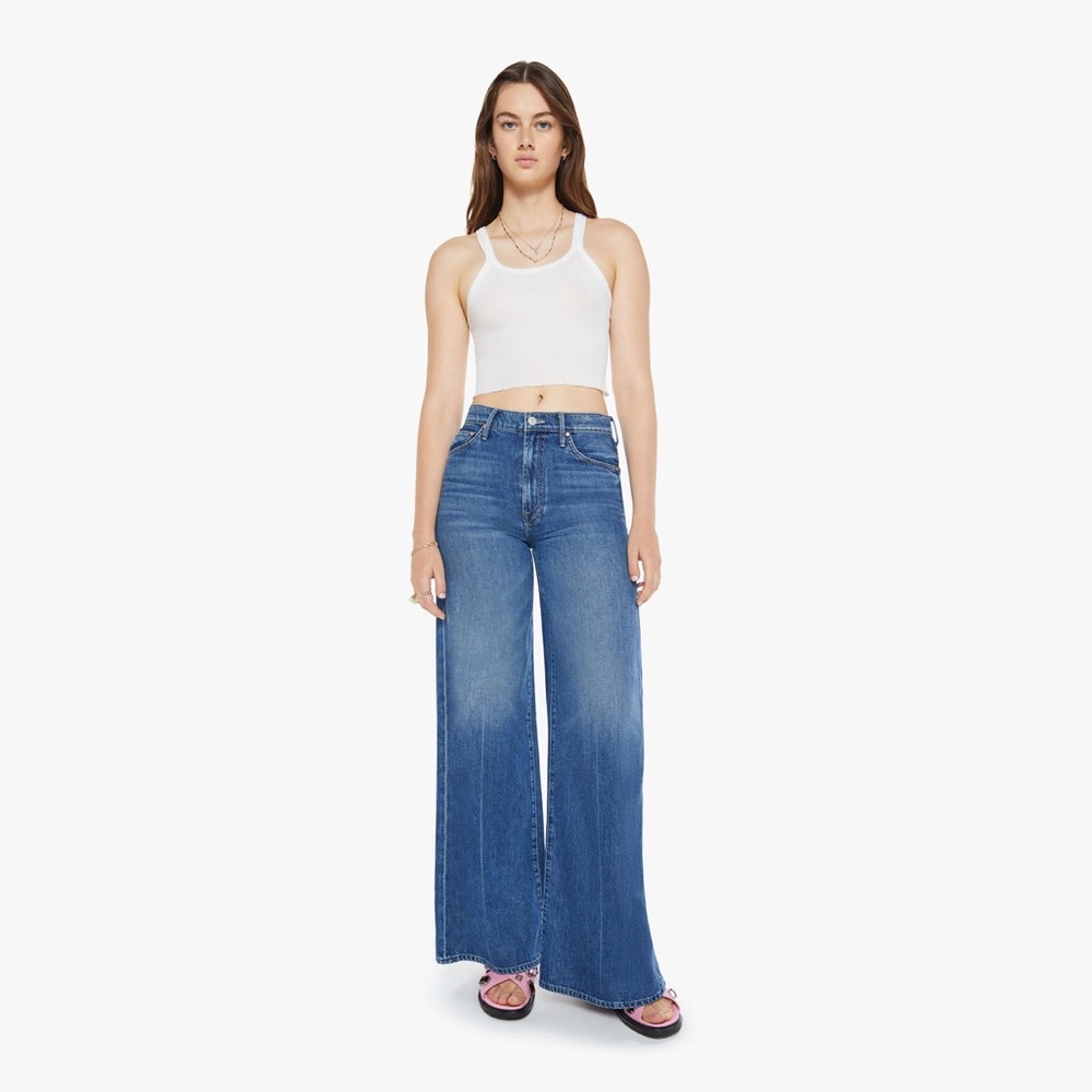 MOTHER Blue Wide-Leg Jeans